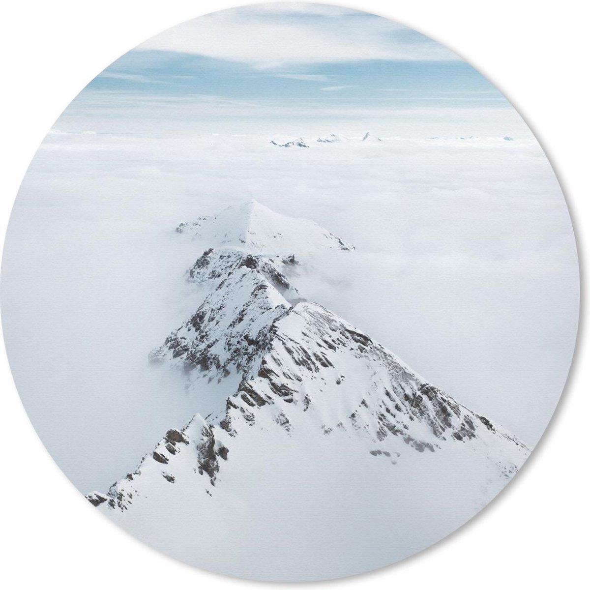 Muismat rond 50x50 cm - Mousepad Alpen - Sneeuw - Berg - Ronde muismatten