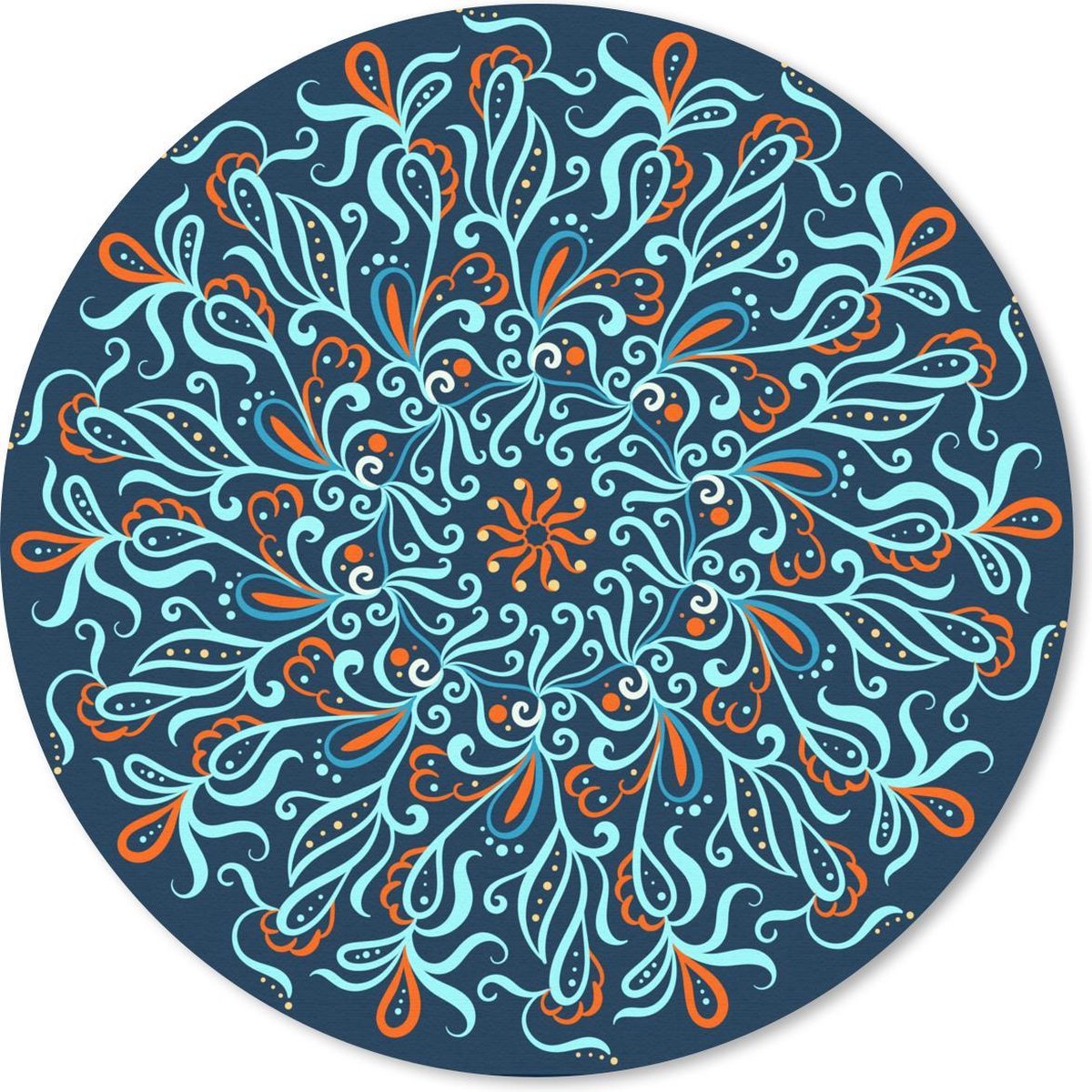 Muismat rond 50x50 cm - Mousepad Mandala - Blauw - Patronen - Ronde muismatten
