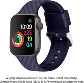 Zee Blauw Siliconen sporthorloge Band geschikt voor Apple Watch 1, 2, 3, 4, 5, 6, 7, 8, SE & Nike+, 38mm & 40mm "Vrouwenbreedte" Series – Maat: zie maatfoto - Soepel hoogwaardig siliconen - 38 mm en 40 mm - Blue
