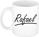 Rafael naam cadeau mok / beker met sierlijke letters - Cadeau collega/ vaderdag/ verjaardag of persoonlijke voornaam mok werknemers