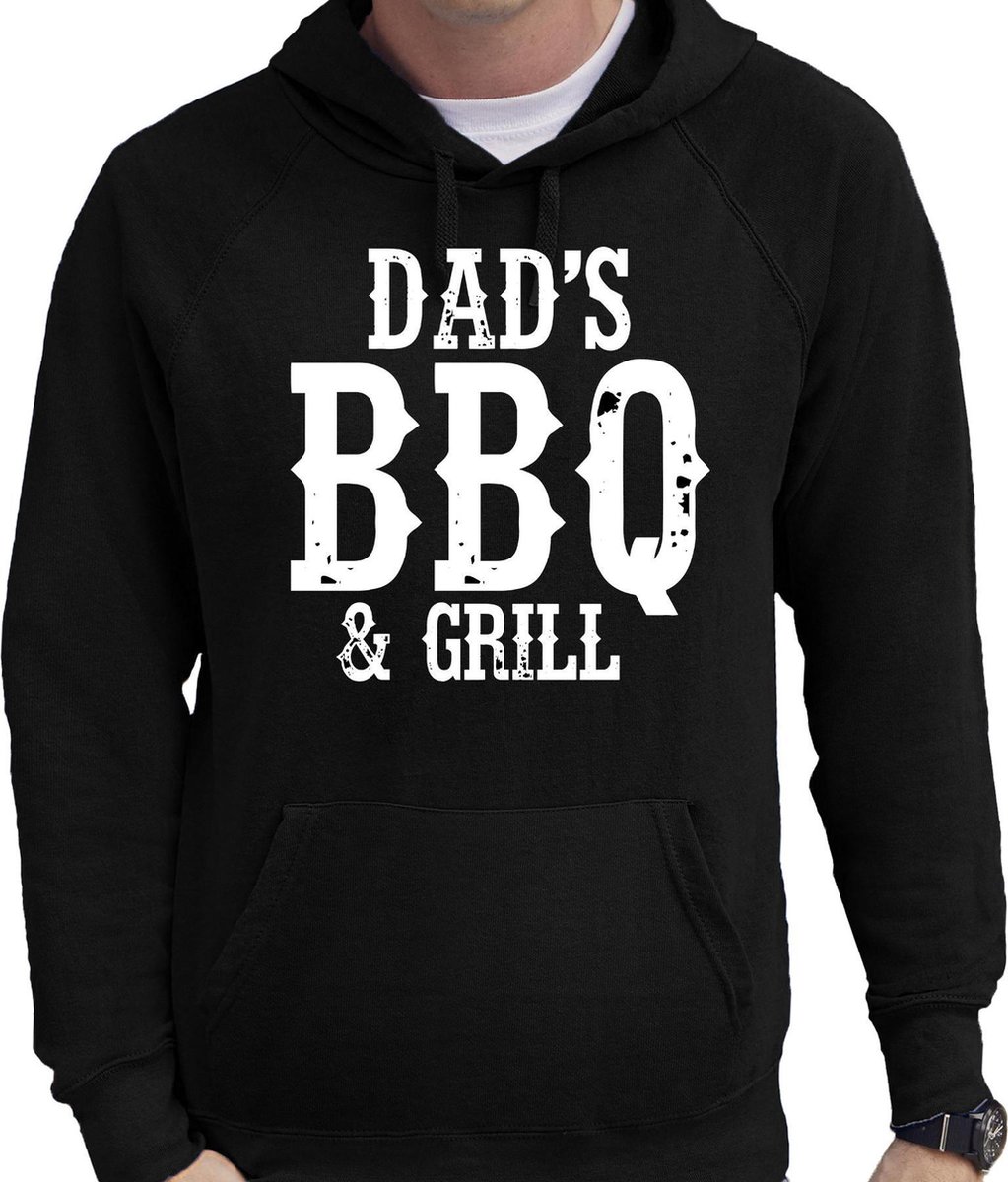 Dads bbq en grill barbecue hoodie zwart - cadeau sweater met capuchon voor heren - verjaardag / vaderdag kado XXL