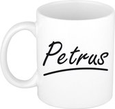 Petrus naam cadeau mok / beker met sierlijke letters - Cadeau collega/ vaderdag/ verjaardag of persoonlijke voornaam mok werknemers