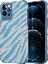 ShieldCase Blue Zebra adapté à la coque Apple iPhone 12 / 12 Pro