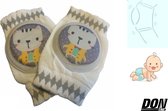 DONLINE – 1 Paar Grijs Kat - Baby en Peuter Kniebeschermers - Baby Beenwarmers + Kniebeschermers - Baby Knee Pads - Baby Kruipen Knie Beveiliging - Baby en Peuter Knie Kussentjes -