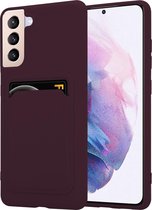 ShieldCase Samsung Galaxy S21 Plus siliconen hoesje met pasjeshouder - aubergine