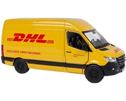 foto van Kinsmart Bus Mercedes-benz Sprinter Dhl 12 Cm 1:36 Staal Geel