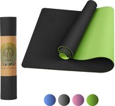 Bol.com Eco Yoga Mat - Inclusief Draagriem - Anti Slip - Extra Dik (6 mm) - 183 x 61 x 06 cm - Zwart/Groen - Diverse kleuren aanbieding