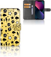 Wallet Book Case met Pasjeshouder Geschikt voor iPhone 13 Hoesje Punk Yellow