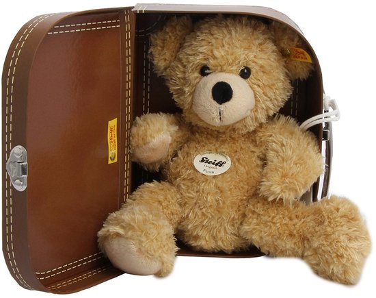 Steiff 111471 – Fynn teddybeer in koffer – beige – 28 cm