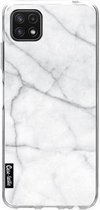 Casetastic Samsung Galaxy A22 (2021) 5G Hoesje - Softcover Hoesje met Design - White Marble Print
