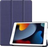 Case2go - Tablet hoes geschikt voor iPad 2021 - 10.2 Inch - Tri-Fold Book Case - Donker Blauw