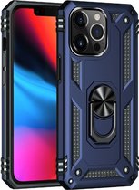 Apple iPhone 13 Pro Max Hoesje Hybride Kickstand Back Cover Blauw