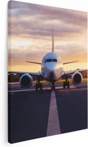 Artaza Canvas Schilderij Vliegtuig Op De Landingsbaan  - 60x80 - Foto Op Canvas - Canvas Print