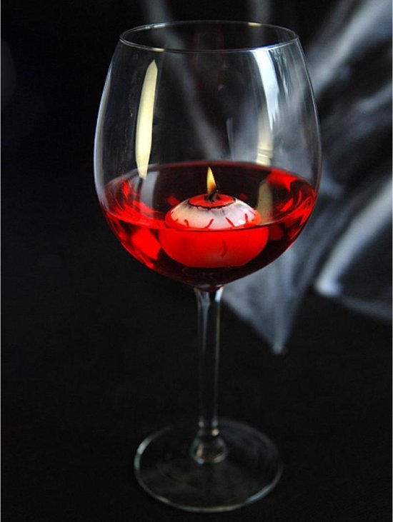 Set van 12x stuks halloween drijvende oogbollen/oogballen kaarsje van 4 cm - Decoratie/versiering