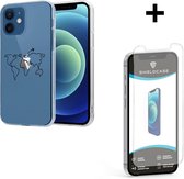 ShieldCase Wanderlust geschikt voor Apple iPhone 12 / 12 Pro - 6.1 inch hoesje - transparant   + glazen Screen Protector