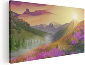 Artaza Canvas Schilderij Lavendel Bloemen In De Bergen - Abstract - 100x50 - Groot - Foto Op Canvas - Canvas Print