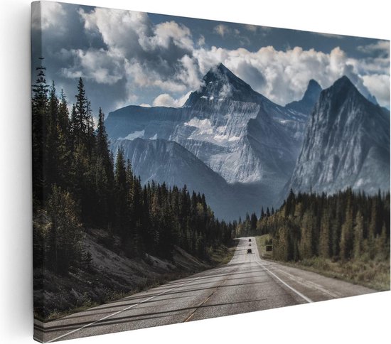 Artaza Canvas Schilderij Weg Voor De Grote Berg In Het Bos - 30x20 - Klein - Foto Op Canvas - Canvas Print