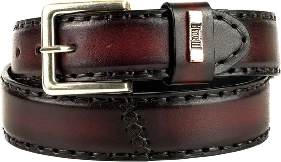 Mayura Riem 925 Bordeaux Rode Cowboy Western 4 cm Brede Jeans Riem Verwisselbare Gesp Glad leder Maat 100 cm (bovenkant gesp tot middelste gaatje)