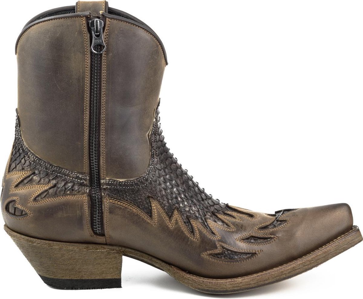 Mayura Boots 12 Bruin/ Bruin Cowboy Western Heren Enkellaars Spitse Neus Schuine Hak Rits Waxed Leather Maat EU 41