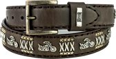 Mayura Riem 658 Kastanje Bruin Chopper Conchos Metaal Kruisen 4cm Breed Verwisselbare Gesp Maat 110 cm (bovenkant gesp tot middelste gaatje)