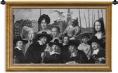 Wandkleed - Wanddoek - Oude Meesters - Kunst - Lijst - Goud - 150x100 cm - Wandtapijt