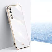 Voor Huawei P30 XINLI Straight 6D Plating Gold Edge TPU Shockproof Case (wit)