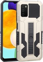 Voor Samsung Galaxy A03s Vanguard Warrior All Inclusive dubbele kleur schokbestendig TPU + pc-beschermhoes met houder (goud)