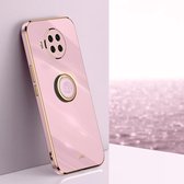 Voor Xiaomi Mi 10T Lite 5G XINLI Rechte 6D Plating Gold Edge TPU Shockproof Case met Ring Houder (Cherry Purple)