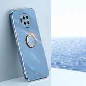 Voor Xiaomi Mi 10T Lite 5G XINLI Rechte 6D Plating Gold Edge TPU Shockproof Case met Ring Houder (Celestial Blue)