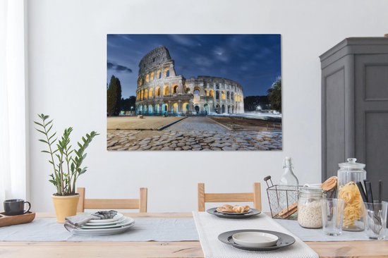 Peintures sur toile Rome - Italie - Colisée - Nuit - 120x80 cm - Décoration murale