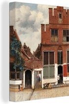 Canvas Schilderij Het straatje - Johannes Vermeer - 30x40 cm - Wanddecoratie