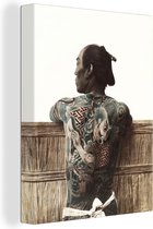Canvas Schilderij Japan - Tattoo - Man - 60x80 cm - Wanddecoratie