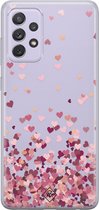 Samsung A72 transparant hoesje - Falling hearts | Samsung A72 case | Rood | Casimoda