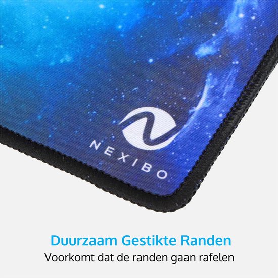 Nexibo Ergonomische Muismat - Gaming - Antislip - Waterafstotend - Duurzaam Gestikte Randen - Galaxy - 27 x 22 cm - Nexibo