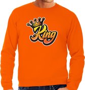 Oranje Koningsdag King sweater - oranje - heren -  Koningsdag kleding / outfit / trui XL