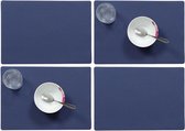 Set van 4x stuks stevige luxe Tafel placemats Plain donkerblauw 30 x 43 cm - Met anti slip laag en Teflon coating toplaag