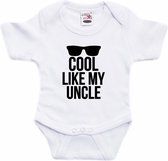 Cool like my uncle tekst baby rompertje wit jongens en meisjes - Cadeau oom rompertje - Babykleding 56 (1-2 maanden)