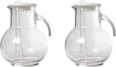 4x stuks glazen schenkkan met koelfunctie wit