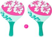 Set de ballon de plage en bois vert/rose avec imprimé floral - Raquettes de plage - Raquettes/ raquettes et balle - Jeu de balle de Tennis