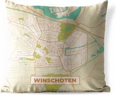 Coussin de jardin - Plan de la ville - Winschoten - Vintage - 40x40 cm - Résistant aux intempéries