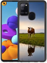 Backcase TPU Siliconen Hoesje Geschikt voor Samsung Galaxy A21s GSM Hoesje met Zwarte rand Koe