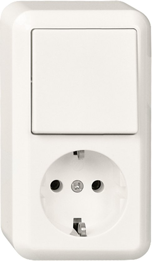 Socket + commutateur à deux voies - Opbouw - PG - blanc polaire - Contura - Schneider Electric - 388604