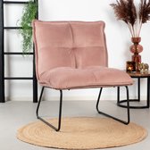 Bronx71® Fauteuil velvet Malaga roze - Zetel 1 persoons - Relaxstoel - Fauteuil roze - Kleine fauteuil - Fauteuil velvet - Velours - Fluweel