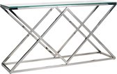 Wandtafel rechthoek glas zilver metalen poten (r-000SP33714)