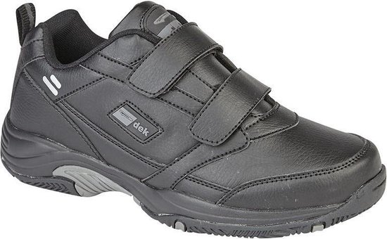 Dek Ohio Men's Leather Touch Fasten Black Trainer