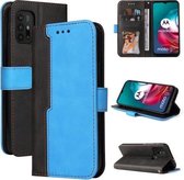 Voor Motorola Moto G30/G20/G10 Zakelijke Stiksels-Kleur Horizontale Flip PU Lederen Case met Houder & Kaartsleuven & Fotolijst (Blauw)