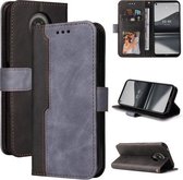 Voor Nokia 3.4 / 5.4 Zakelijke stiksels-kleur Horizontale Flip PU lederen tas met houder & kaartsleuven & fotolijst (grijs)