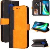 Voor Motorola Moto G9 Play/E7 Plus Business Stitching-Color Horizontale Flip PU Leather Case met Houder & Kaartsleuven & Fotolijst (Oranje)