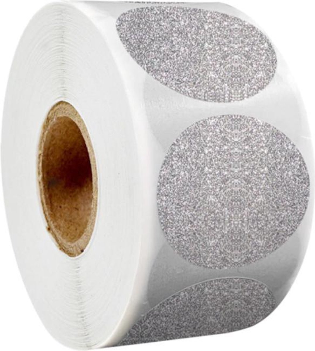 DW4Trading Stickerrol Zilver Glitter Rond - Sluitstickers - Ø 2,6 cm - 300 Stuks - Zilver