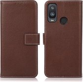 Voor Alcatel 1L 2021 Litchi Textuur PU + TPU Horizontale Flip Lederen Case met Houder & Kaartsleuven & Portemonnee (Bruin)